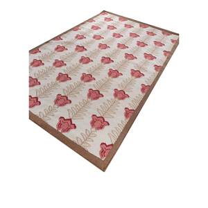 Alfombras Orenda de lana plana color marfil, alfombras rectangulares de yute con diseño floral de algodón orgánico para la sala de estar, pasillo, alfombra tipo rompecabezas - Product Image 2