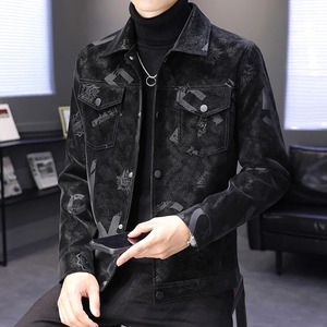 Nouvelle veste en toile en cuir véritable imprimée de lettres de mode personnalisées pour hommes manteau décontracté imperméable et respirant - Product Image 2