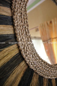 Minimalist Decorative Grass Broom <b>Vintage</b> Rustic <b>Mirror</b> Wall Hanging Round Custom Size Vietnam KING CRAFT VIET - Product Image 3