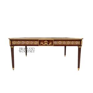 Luxury <b>Square</b> Coffee <b>Table</b> with Intricate Wood Inlays and Brass Detailing for Elegant and Timeless Living Room Decor - Product Image 2