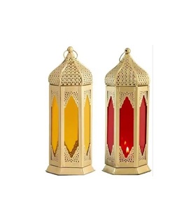 <b>Set</b> of Two Iron Metal Wire <b>Lantern</b> Turquoise Color Eco-Friendly Handmade Tabletop Candle <b>Lantern</b> for Home and Easter Decor - Product Image 1