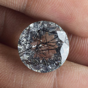 Rutilated ควอตซ์ 12 มม.รอบอัญมณีสีดํา Rutilated ควอตซ์ธรรมชาติคุณภาพสวยงาม Rutile หลวมอัญมณีพร้อมส่ง Wow อัญมณี - Product Image 1