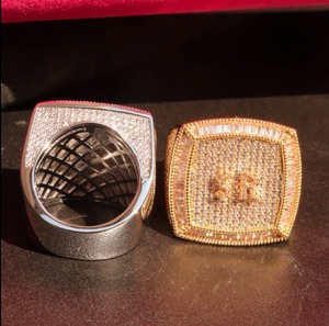 แหวนเพชร CZ ขนาดใหญ่คุณภาพพรีเมี่ยมเครื่องประดับฮิปฮอปสุดหรูสำหรับผู้ชายและแร็ปเปอร์ - Product Image 2