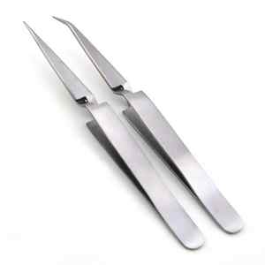 Kounain แหนบขนตาสแตนเลสมืออาชีพปลายนาโนไฟเบอร์ความแม่นยำในรูปแบบโค้งตรงและมุม - Product Image 3