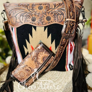 กระเป๋าถือหนังแบบมีพู่ห้อยสไตล์ตะวันตกแบบดั้งเดิมสไตล์แอซเท็ก - Product Image 1