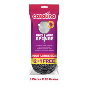 Casalina Inox Extra Large Lot de 3x30g de récureur en acier inoxydable pour éponges de cuisine Tampons à récurer - Product Image 2