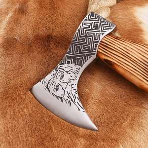 Hachas de Damasco de Alta Calidad Hechas a Medida con Funda de Cuero y Mango de Madera, Cuchillo/Hacha Personalizado en Venta - Product Image 5