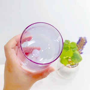 Copa de vidrio de borosilicato alto hecha a mano, <span class=keywords><strong>taza</strong></span> púrpura <span class=keywords><strong>pastel</strong></span> y base de cono <span class=keywords><strong>Rosa</strong></span> acanalado para decoración del hogar - Product Image 4
