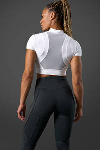 Camisetas lisas recortadas blancas con estampado de logotipo personalizado de alta calidad para mujer, camisetas deportivas y deportivas transpirables de secado rápido para mujer - Product Image 2