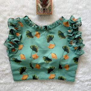 Georgette-Blusa con estampado Floral para fiesta, ropa de fiesta de Color brillante, hecha a mano, con hermoso estampado Floral, 2022 - Product Image 6