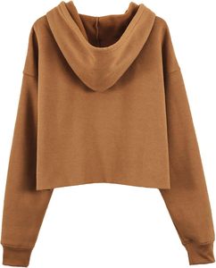Women's Long Sleeve <b>Cropped</b> <b>Zip</b>-<b>Up</b> <b>Hoodie</b> Breathable Lined Sweatshirts Jackets for Winter & Spring Custom Logo on Front - Product Image 2