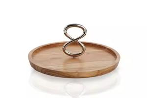 Vente en gros Plateau de service moderne en bois avec logo personnalisable avec anneaux et poignées arrondies Cadeaux de pendaison de crémaillère - Product Image 4