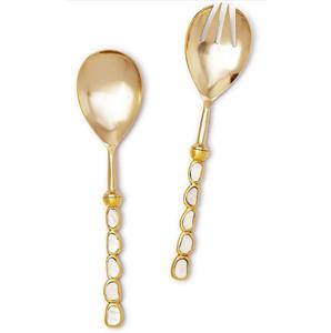 Ensemble de serveurs à salade en bois naturel avec long manche design, fourchette et cuillère pour mariage et fête - Product Image 4