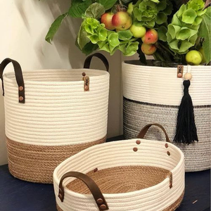 Handmade Cotton Rope Storage Basket Cute <b>Cat</b> Toy Organizer Woven Laundry Bin Open <b>Top</b> Home Organizer - Product Image 3