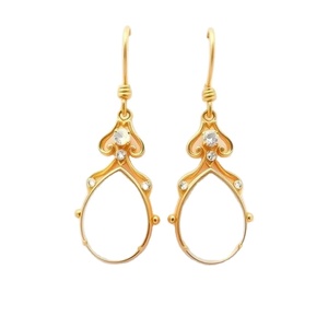 Mode plaqué or fait à la main calcédoine blanche naturelle pierres précieuses longue boucle d'oreille bijoux boucles d'oreilles - Product Image 1