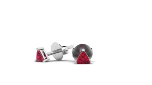 Women's 925 Sterling Silver Classic Geometric Design Stud Earrings 4.5mm Natural Ruby Trillion Cut Claw Setting Fashion - Product Image 5