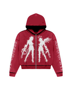 2025 conception personnalisée Double fermeture éclair lapidé manteau femmes à capuche Logo personnalisé grande taille polaire doublé à manches longues solide sweats à capuche femmes - Product Image 5