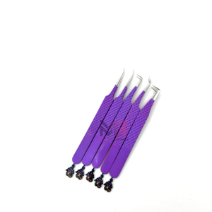 Pince à épiler pour extensions de cils, nouvelle couleur violette, style précis, durable, anti-magnétique, acier japonais, pointe lisse, offre de logo personnalisé - Product Image 3