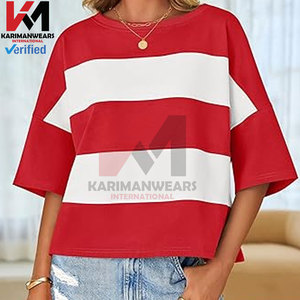 Camisetas informales de manga 3/4 de verano para mujer, camisetas de gran tamaño con cuello redondo a la moda y diseño de hombros caídos, ligeras - Product Image 6