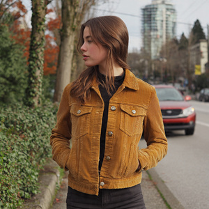 Heavyweight 100% Cotton Corduroy <b>Jacket</b> Women Corduroy Fabric <b>Jacket</b> 100% Cotton <b>Trucker</b> Coat Ladies - Product Image 4