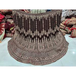 ชุด lehenga สำหรับเจ้าสาวดีไซน์แบบราจวาราแบบพรีเมี่ยมพร้อมจาร์คานหนัก3เมตรเสื้อเบลาส์หนักเหมาะสำหรับส่งออกสินค้าขายส่ง - Product Image 5