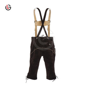 Pantalones Cortos Bávaros de Cuero Genuino 100% de Vaca GLOBAL LEATHER para Hombre, Transpirables, Casuales, con Patrón Liso y Cierre de Botón - Product Image 2