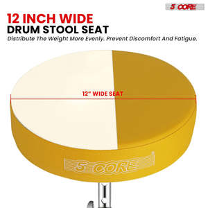 5 Core Drum Throne 3" Thick Padded Memory Foam Comfortable Drummer <b>Stool</b> 200Lb Capacity Adjustable - Product Image 6
