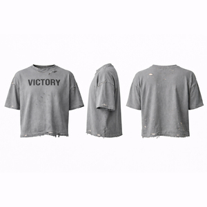 T-shirt oversize pour homme en gros, 100% coton, vintage, délavé, streetwear, tee-shirt décontracté sans marque - Product Image 2