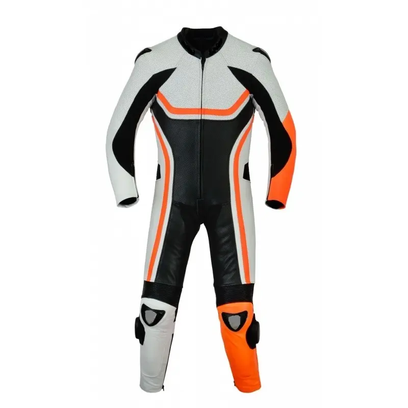 1 Piece Motorcycle Racing Suits Perforated Race Suit Road Riding Motorbike Cowhide Leather Suits