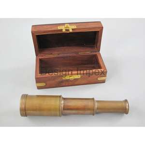 Telescopio antiguo de latón, telescopio de lujo dorado con caja de madera, accesorios de regalo náuticos personalizados, artículos - Product Image 2