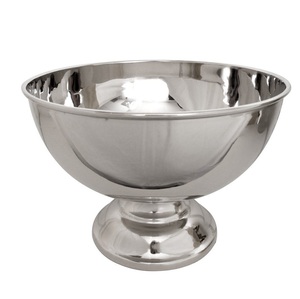 Cuenco de hielo redondo de acero inoxidable Chapado en plata con base para Bar, cuenco y enfriador de vino y champán - Product Image 5