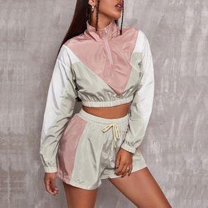 Nouveau Design de survêtement en Nylon pour femme, ensemble coupe-vent court à fermeture éclair - Product Image 5