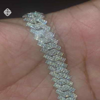 Bracelet de luxe Hip-hop pour femme en argent 925 plaqué or, serti de moissanite, style Cuban Link et chaîne tennis, bijoux de rappeur pour soirée