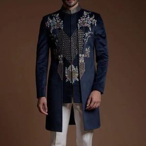 DESIGNER ZARI & RESHAM EMBROIDERY <b>WORK</b> on SHERWANI WITH PANT DRESS & ALSO MATCHING <b>SHOE</b> WITH DRESS for PARTY-WEAR/WEDDING @ 2023 - Product Image 1