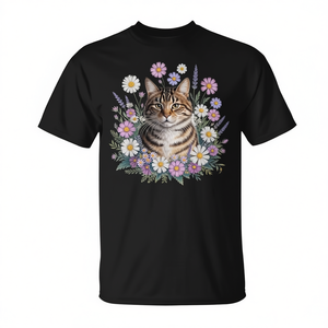 T-Shirt Estetica con Gattini e Fiori per Amanti dei Gatti, Maglietta Promozionale da Giardino - Product Image 2