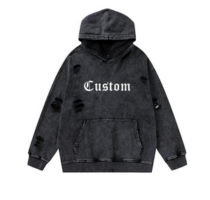 เสื้อฮู้ดสกรีนลายกรดซักได้ตามต้องการเสื้อผ้าแนวสตรีทโอเวอร์ไซส์ผ้า100% แบบสวมหัวสำหรับฤดูหนาวผ้าฝ้าย - Product Image 5