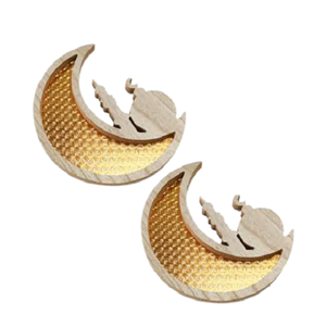 Bandeja de Ramadán de Color dorado de Metal, bandeja de chocolates de frutas secas con forma de luna y estrella hecha a mano para uso en restaurante - Product Image 2