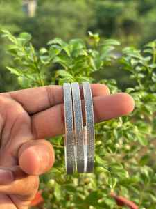 925 Sterling Silver Plated 3 Of <b>Set</b> Texture Vintage Bahamian Bangle Stackable Tribal Bracelet Women Fashion Jewelry wholesale - Product Image 3