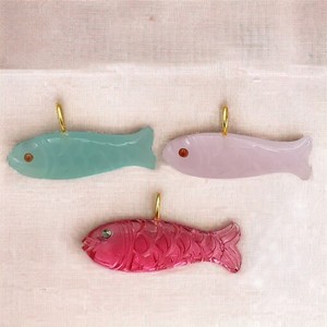 Blue Topaz Charms Handmade Fish Carved 5mm Loop Gold Plated 925 Silver Charm Blue Topaz <b>Pendants</b> Wholesale Suppliers - Product Image 4