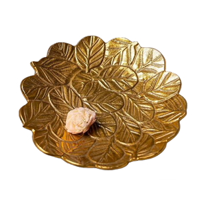 Decorative Leaf Patterned Round Platter For <b>Centre</b> <b>Piece</b> Home Decor And Serving in Low Price - Product Image 6