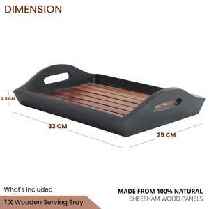 Plateau de service en bois fait à la main en panneaux de sheesham, plateau de service artisanal, élégant et décoratif, au prix le plus bas - Product Image 2