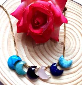 Vente chaude Laiton Plaqué Or Citrine Naturelle Pierres Précieuses Collier Lunette Ensemble Lune Forme pour Fête D'anniversaire Porter Des Chaînes De Mode - Product Image 4