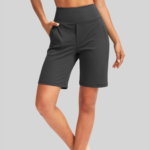 Pantalones cortos de Yoga de cintura alta para mujer con logotipo personalizado Cómodo elástico para gimnasio y sesiones de yoga Patrón sólido - Product Image 3