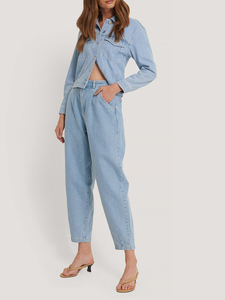 Veste en jean recadrée lavée à boutons de haute qualité pour femmes-Service de vente en gros OEM à la mode pendant la saison d'hiver - Product Image 2