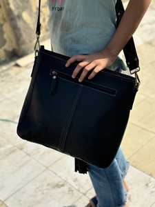 กระเป๋าสะพายพาดลำตัวหนังวัวขนเฟอร์สไตล์ตะวันตกมีสายคาดลำตัวแฟชั่นคุณภาพสูงมีกระเป๋าด้านหน้าเป็นพู่ - Product Image 3