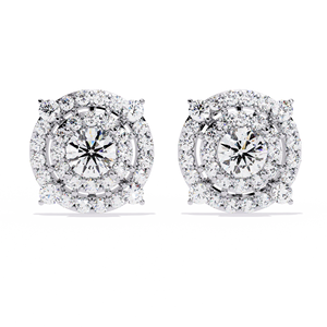 Boucles d'oreilles clous en diamant de culture en grappe avec double halo, design étoile vintage, pour femme, usage quotidien, anniversaire - Product Image 1