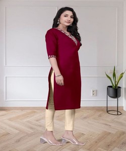 Ensemble Salwar 3 Pièces en Coton Brodé FANCY TESLA, Vêtement Ethnique Multicolore pour Femmes, Idéal pour les Fêtes, Prix de Gros - Product Image 4