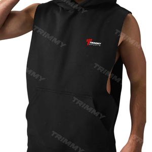 Gran oferta Unisex verano Streetwear sin mangas Sudadera con capucha logotipo personalizado cremallera transpirable 50% Algodón 50% poliéster para gimnasio - Product Image 5