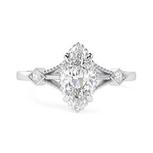 Anillo de compromiso de corte Marquesa de 1.50CT, anillo de oro blanco Vintage para mujer, anillo de diamante único, boda, promesa nupcial, regalo de aniversario - Product Image 4