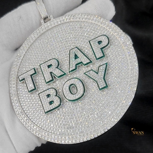 10K Or Massif Piège Garçon Pendentif Entièrement Glacé Moissanite Diamant Médaillon Rond Hip Hop Personnalisé Bling Collier Bijoux pour Hommes - Product Image 5